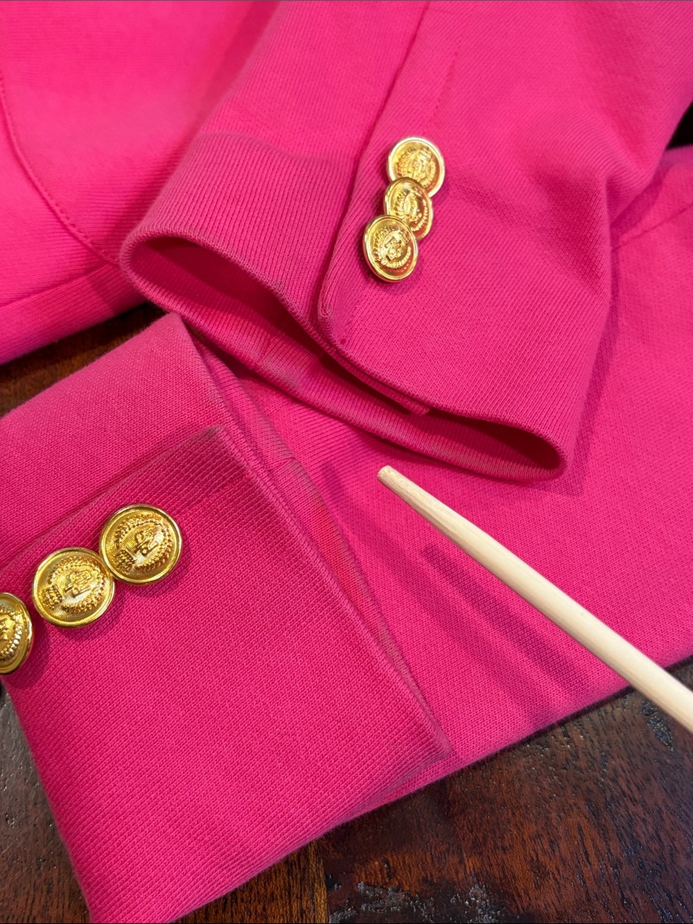 Vintage Ralph Lauren Sport Bright Pink Cotton Blazer Jacket with Crest 4 *As-Is* - Picture 12 of 16